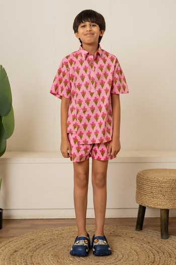 Pomcha Jaipur Hand Block Print Shirt & Shorts 