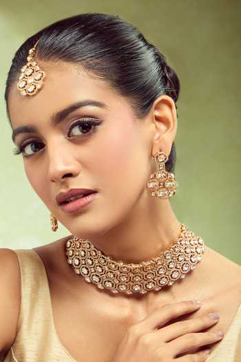 Nazaakat By Samara Singh Gold & White Brass Jewellery Set 