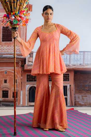 BAISE GABA Teej Printed Kurta & Sharara Set