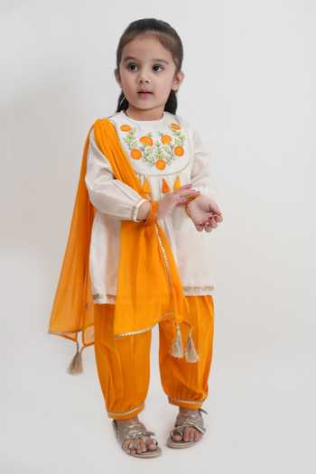 Tiber Taber Marigold Embroidered Kurta Set 