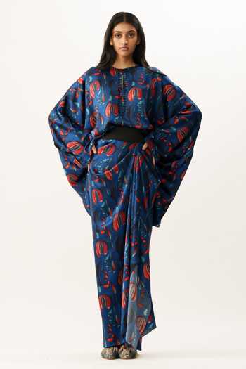AK-OK Printed Draped Pick Up Skirt