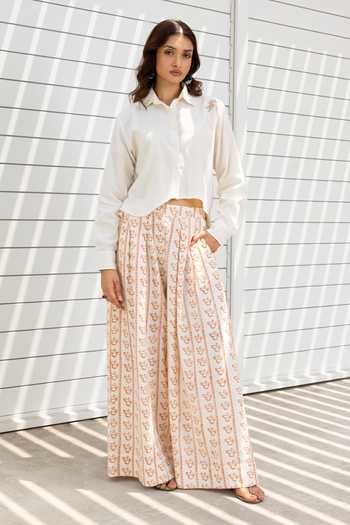 Akashi Clothing Butterfly Embroidered Cropped Shirt & Pant Set 