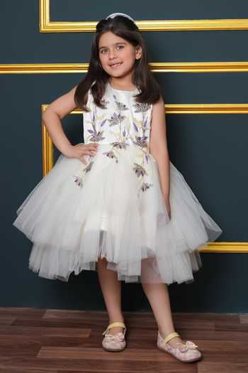 Jingle Bells Net Embroidered Dress 