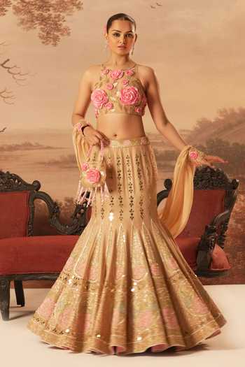 Kiran Kalsi Embroidered Mermaid Cut Lehenga Set 