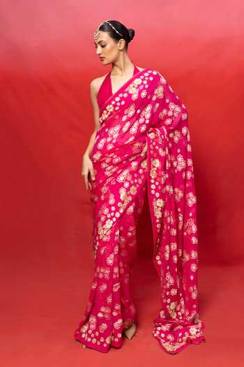 Ekaya Banaras Handwoven Chiffon Banarasi Saree With Running Blouse 