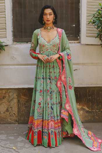 Aditi Gupta Floral Print Anarkali With Dupatta 