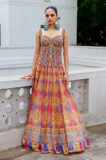 Aditi Gupta Sequin Work Corset & Skirt Set 