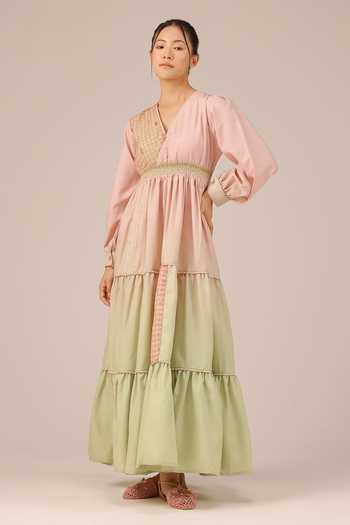 OurDve Pop Patchwork Linen Maxi Dress 