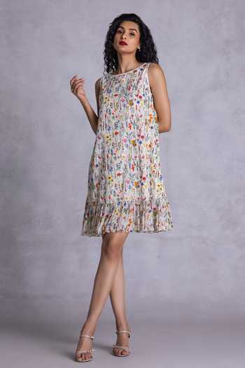 Payal Jain Floral Print Short Shift Dress 