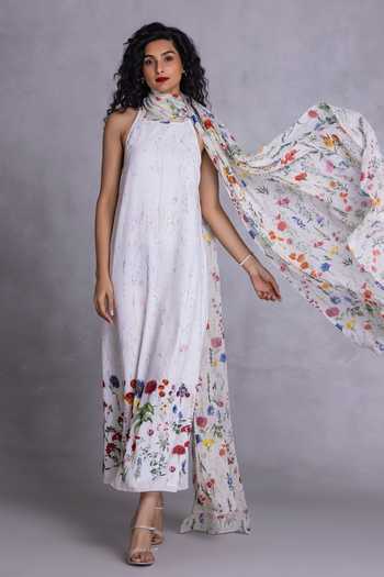 Payal Jain Floral Print Draped Dress 