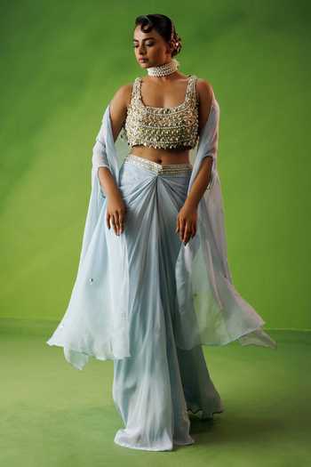 Kisakshi Jaipur Cape & Draped Skirt Set 