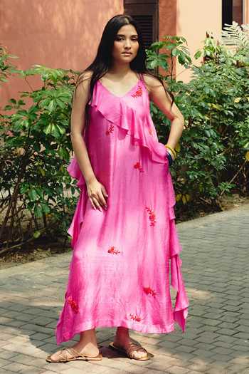 Kavya Singh Kundu Roseate Embroidered Maxi Dress 