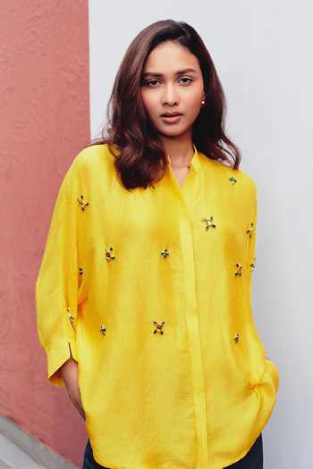 Kavya Singh Kundu Citrine Hand Embroidered Shirt 