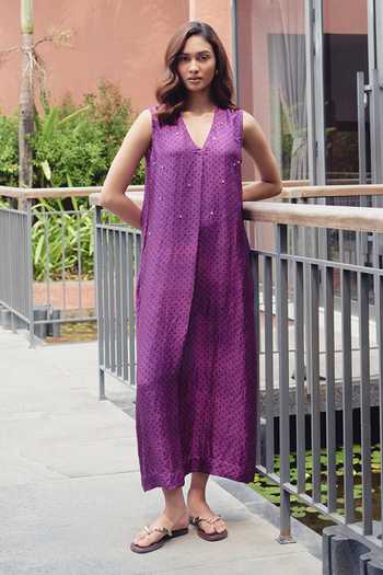 Kavya Singh Kundu Violet Block Printed Dress 
