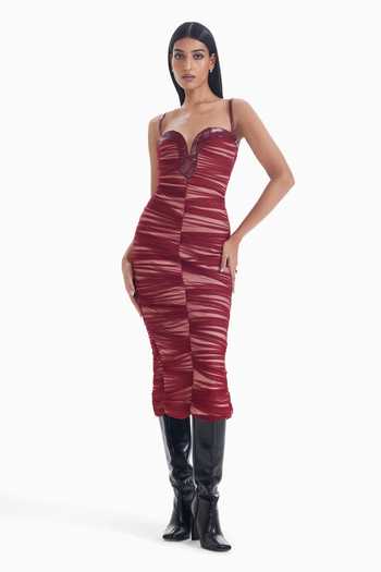 Sameer Madan Lip Locked Ruched Dress