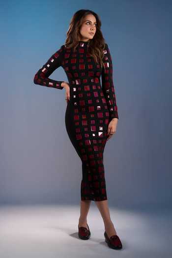 Sameer Madan Lipgloss Residue Applique Work Dress 