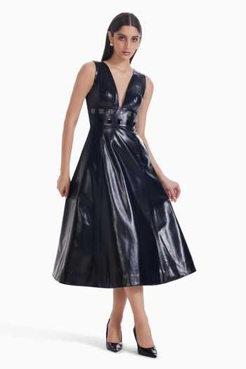 Sameer Madan Blackout Mood Faux Leather Dress