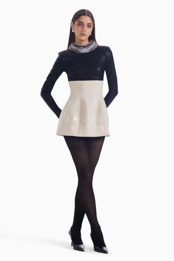Sameer Madan Muted Fame Square Pattern Short Dress