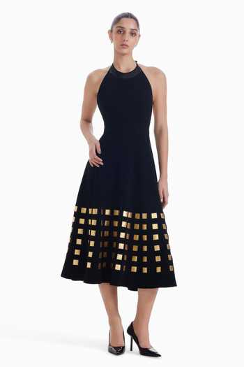 Sameer Madan Flare Signal Halter Neck Dress 