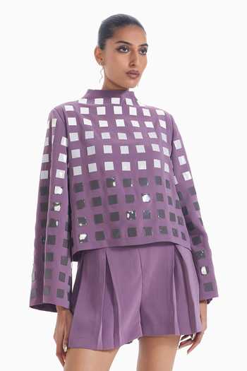 Sameer Madan Told Me Twice Grid Embellished Top