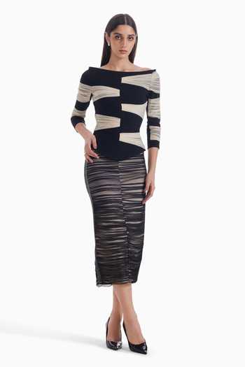 Sameer Madan Heartthrob Haze Horizontal Stripe Pattern Skirt