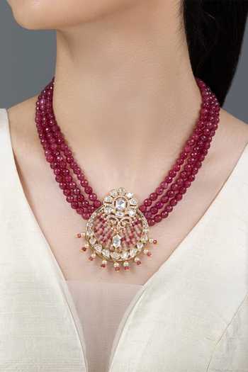 Joules By Radhika Zaavi Bead Embellished Pendant Necklace Set 