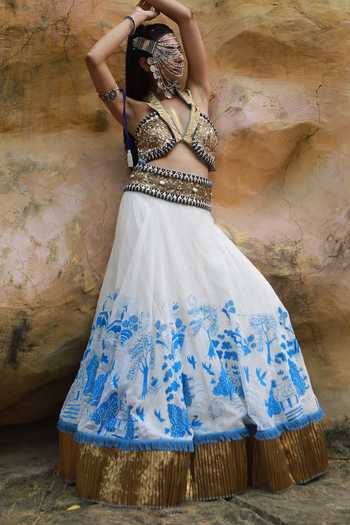 ASHNA VASWANI Hand Painted Lehenga & Bustier Set 