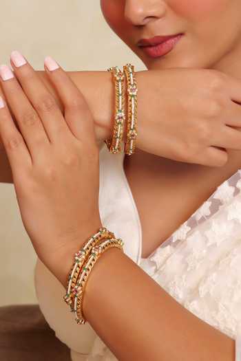 Prestones Kundan Motif Bangles - Set of 4 