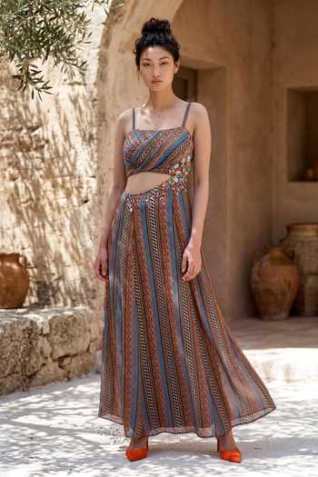 Nautanky Sahara Glow Hand Embroidered Dress 