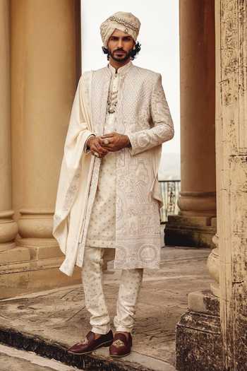 AMIT BEHKI Hand Embroidered Silk Stole 
