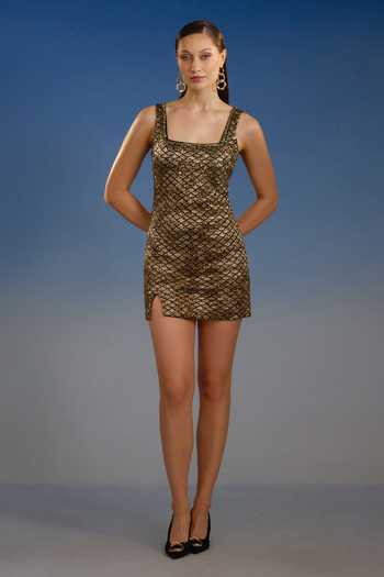 Bling Empire Gilded Geometric Pattern Dress 