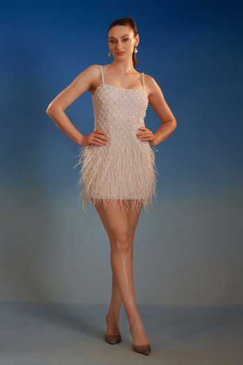Bling Empire Pearlescent Feathered Radiance Dress 