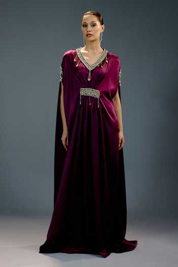 Bling Empire Amethyst Embellished Kaftan Gown 