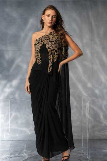 Kalighata Pret Abby One Shoulder Embroidered Top & Skirt Set 