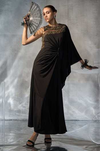 Kalighata Pret Bodycon Ruched Maxi Dress 