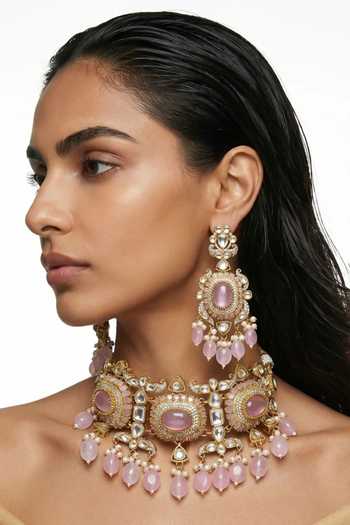 PRERTO Kloe Moissanite Polki Kundan Necklace Set
