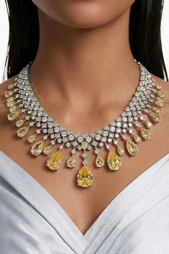 PRERTO Azra Citrine Statement Necklace Set 