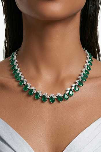 PRERTO Vaanya Drops & Zircon Line Necklace Set 