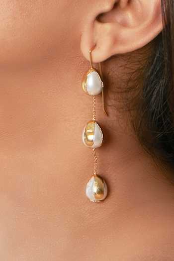 Dhwani Bansal Jewellery Selene Shell Pearl Embellished Earrings 