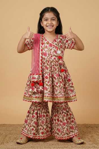 Byb Premium Floral Print Anarkali Sharara Set