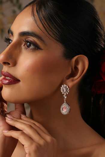 Swabhimann Rose Quartz Polki Dangler Earrings 