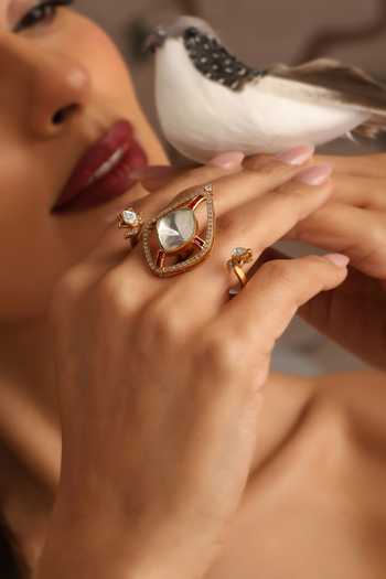 Swabhimann Red Polki Embellished Ring 