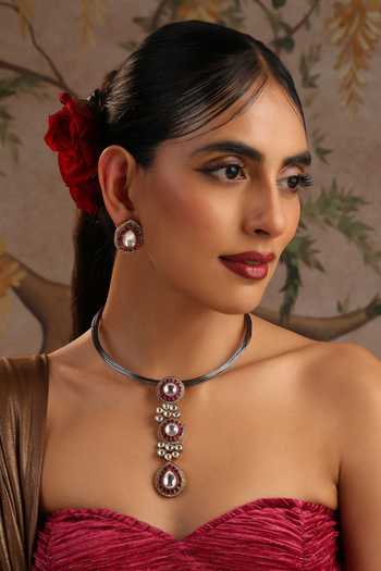 Swabhimann Ruby Polki Hasli Necklace Set 