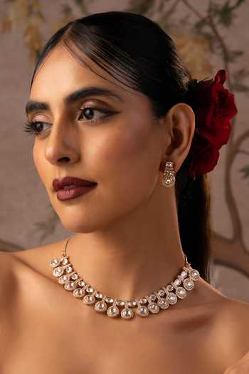 Swabhimann Rose Gold Polki Necklace Set 