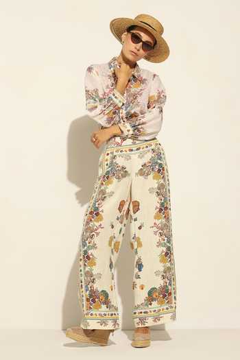 RANNA GILL Seashell Print Wide Leg Pant 