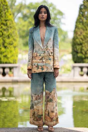 RANNA GILL Parma Tuscany Print Wide Leg Pant 