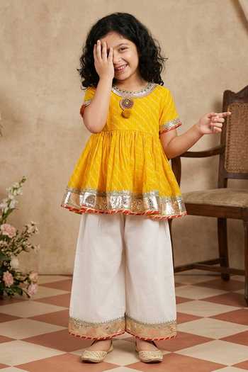 Byb Premium Yellow Embellished Peplum Top & Palazzo Set 