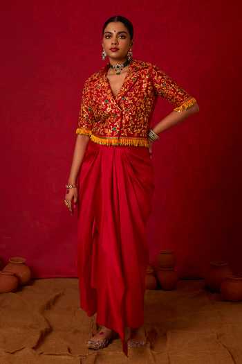 Nitara Dhanraj Label Embroidered Jacket & Skirt Set 