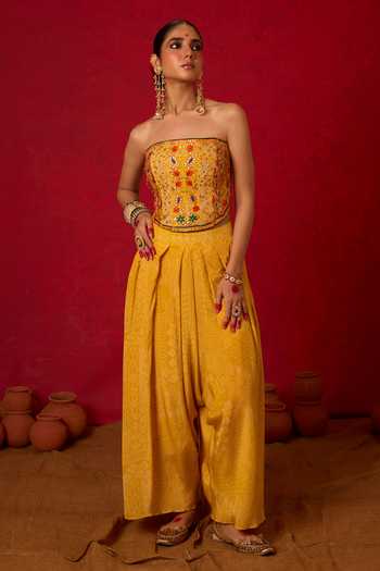 Nitara Dhanraj Label Embroidered Corset & Salwar Set 