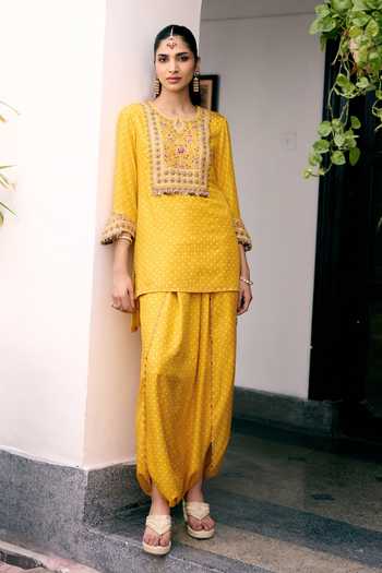 Pink City by Sarika Bandhani Print Kurta & Dhoti Pant Set 